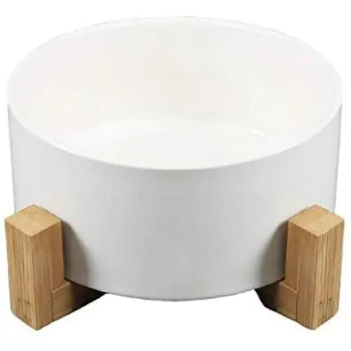krueis Ceramic Cat Bowl with Wooden Base Dog Food Bowl Pet Supplies Diameter 6.10 Inch krueis Ceramic Cat Bowl with Wooden Base Dog Food Bowl Pet Supplies Diameter 6.10 Inch