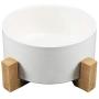 krueis Ceramic Cat Bowl with Wooden Base Dog Food Bowl Pet Supplies Diameter 6.10 Inch