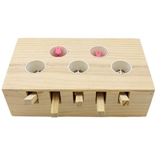 HSHXY Cat Funny Toys Interactive, Wooden Solid Whack A Mole Mouse Game Puzzle Toy, Cat Practice Toys for Pet Cat Kitten Play Fun Excercise
