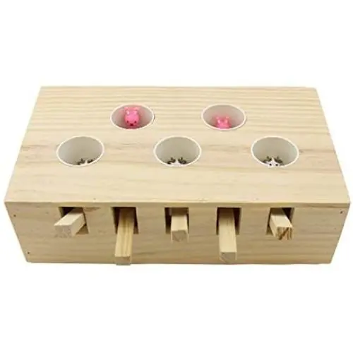 HSHXY Cat Funny Toys Interactive, Wooden Solid Whack A Mole Mouse Game Puzzle Toy, Cat Practice Toys for Pet Cat Kitten Play Fun Excercise