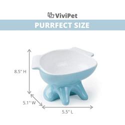 ViviPet Premium Elevated Dog Feeder, Single Raised Cat Bowl Ceramic Bowl, Perfect for Small to Medium Sized Cats.