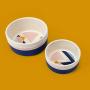 Jonathan Adler: Now House Blue Miami Duo Bowl, Medium | Dishwasher Safe, Easy to Clean Dog Bowl with Anti-Skid Lid | Dual Functionality Bowl for Dogs for Storage or Travel