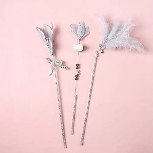 Three Piece Set of cat Teaser Stick Manual Interactive cat Toy Anti bite pet Products Three Piece Set of cat Teaser Stick Manual Interactive cat Toy Anti bite pet Products