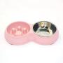 Hifrenchies Dog Slow Eating & Drinking Bowl,Stainless Steel Interactive Slow Feed Dog Bowl for French Bulldog,Slow Down Eating Eco-Friendly pet Bowl for Frenchie (Pink)