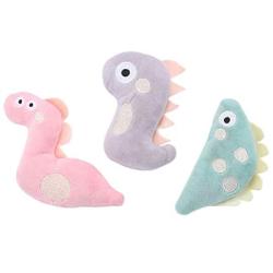 ocijf179 Cats Toy 3Pcs Plush Snake Dinosaur Catmint Catnip Anti-bite Pets Cats Kitten Chewing Toy - Green Fish 3Pcs