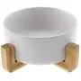 Micro Traders 2Pcs Ceramic Cat Dog Bowl, with Bamboo Elevated Stand for Puppy Kitten Pet Raised Feeder Gift Dishwasher-Safe White Micro Traders 2Pcs Ceramic Cat Dog Bowl, with Bamboo Elevated Stand for Puppy Kitten Pet Raised Feeder Gift Dishwasher-Safe White
