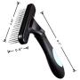 Flymoqi Dog Comb - Stainless Steel Deshedding and Dematting Undercoat Rake – for Dogs, Cats and Rabbits – Double Row of Teeth – Reduces Shedding, Removes Mattes and Tangles