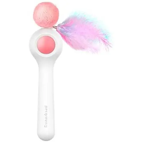 ocijf179 Cat Teaser Pet Cat Kitten Automatic Retractable Teaser Feather Ball Catnip Interactive Toy - Blue