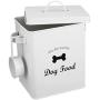 Morezi Dog Cat Treat and Food Storage Tin with Lid and Scoop Included - White Powder-Coated Carbon Steel - Rubber Seal Lids Safety - Storage Canister Tins