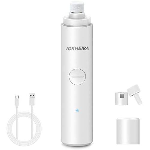 IOKHEIRA Dog Nail Grinder, Updated Professional Pet Nail Trimmer, 2 LED Lights Designed, 2 Speed USB Rechargeable, Painless Paws Grooming Tools for Small Medium Large Dogs & Cats