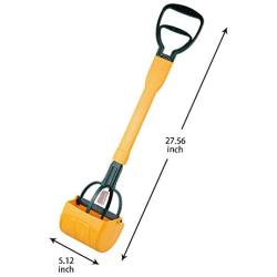 Pooper Scooper for Pet Waste,Best Long Handle Jaw Clamp Scooper with Poop Bags, Great in Grass, Gravel, Snow, Dirt, Cement (Yellow, 27 in)