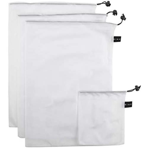 BINO Mesh Reusable Produce Bags - Set of 4 - Mesh Bags Reusable Mesh Produce Bags Kitchen Reusable Grocery Bags Reusable Washable Produce Bags Grocery Reusable Mesh Bags For Vegetables Produce Bag