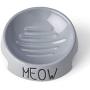 PetRageous 17014 Meow Inverted Stoneware Dishwasher Safe Cat Bowl .75-Cup 4.25-Inch Diameter 2-Inch Tall for Cats, 6-Ounce, Gray