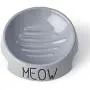 PetRageous 17014 Meow Inverted Stoneware Dishwasher Safe Cat Bowl .75-Cup 4.25-Inch Diameter 2-Inch Tall for Cats, 6-Ounce, Gray