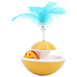 ocijf179 Cat Toy Cats Kitten Tumbler Rolling Feather Bell Ball Toy Play Interactive Pet Supplies - Red