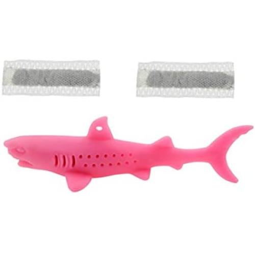 ocijf179 Cat Toy Pet Cat Kitten Silicone Shark Shape Toothbrush Catnip Molar Bite Chew Play Toy - Blue