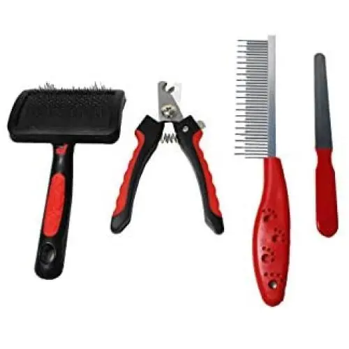 Tobridge - Pet Grooming Beauty Care Kit, Cats Dogs Pets, Includes Nail Clippers, Grooming Brush Deshedding Tool, Sickle Dematting Comb, and Nail File, 4 Piece Set Tobridge - Pet Grooming Beauty Care Kit, Cats Dogs Pets, Includes Nail Clippers, Grooming Brush Deshedding Tool, Sickle Dematting Comb, and Nail File, 4 Piece Set