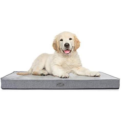 Pecute Orthopedic Dog Bed, Thick Memory Foam Dog Bed for Good Support, Dog Crate Bed with Washable Cover and Waterproof Inner Lining, Plush Mattress for Joint Pain Relief (35X22IN)