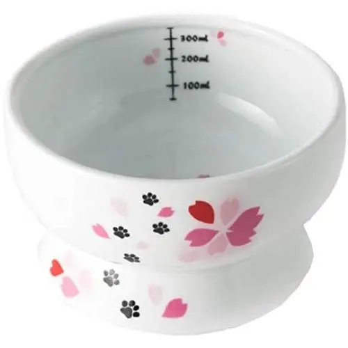 Necoichi Raised Stress Free Cat Water Bowl, Sakura Limited Edition, Regular Necoichi Raised Stress Free Cat Water Bowl, Sakura Limited Edition, Regular
