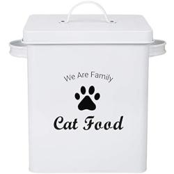 Geyecete Pet Treat and Food Storage Tin with Lid - 5lbs Capacity - Serving Scoop Included …
