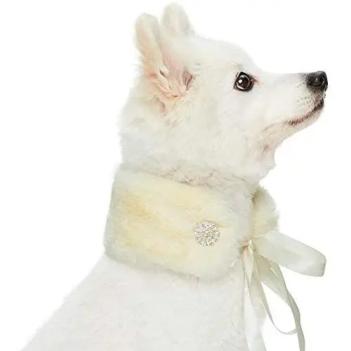 Blueberry Pet 3 Colors Soft & Comfy Faux Fur Dog Scarfs with Princess-Like Diamonds Blueberry Pet 3 Colors Soft & Comfy Faux Fur Dog Scarfs with Princess-Like Diamonds