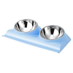 Dressyougo Double Slanted Dog Bowl, Tilted Food Water Bowl for French Bulldog and Cats, Easier to Access Food