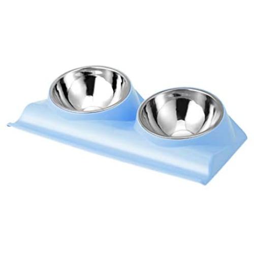 Dressyougo Double Slanted Dog Bowl, Tilted Food Water Bowl for French Bulldog and Cats, Easier to Access Food
