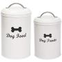 Geyecete Dog Food and Treats Containers Set with Scoop for Dogs - Coated Carbon Steel - Tight Fitting Lids - Pets Treat Canister Set