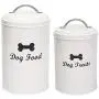 Geyecete Dog Food and Treats Containers Set with Scoop for Dogs - Coated Carbon Steel - Tight Fitting Lids - Pets Treat Canister Set