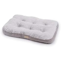 PoochPlanet LuxeSpot Crate Mat, Dog Bed, Cozy, Cushioned, Durable Plush, Soft, Tufted, Thick, 2-Tone Gray, Medium (31x22)