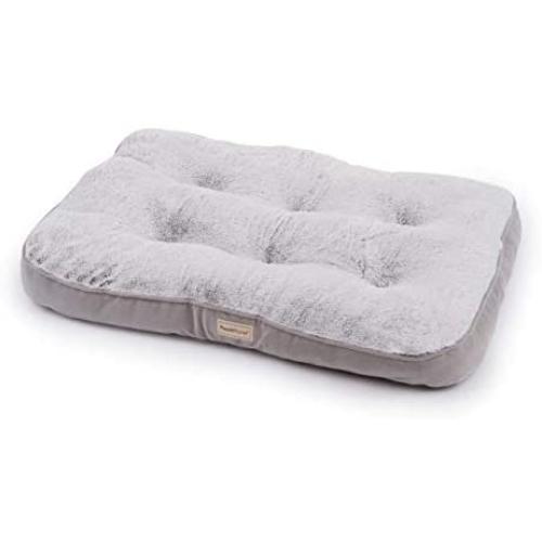 PoochPlanet LuxeSpot Crate Mat, Dog Bed, Cozy, Cushioned, Durable Plush, Soft, Tufted, Thick, 2-Tone Gray, Medium (31x22)