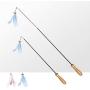 BeesClover Carbon Fibre Blue Telescopic Pet Cat Funny Teaser Stick with Feather Bell Interactive Exercise Toy pet Gift