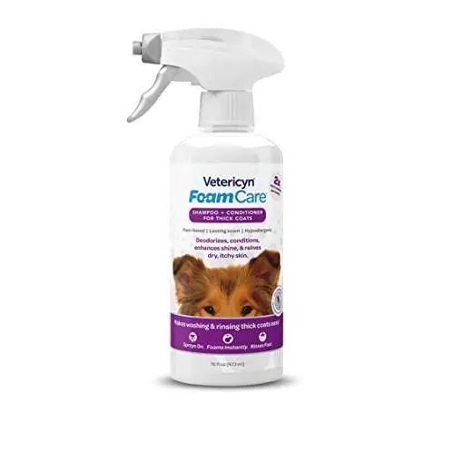 FoamCare Pet Shampoo for Thick Coats by Vetericyn | Promotes Healthy Skin and Coat - Hypoallergenic with Aloe - Cleans, Moisturizes, and Conditions – Instant Foam Shampoo – 16-ounce FoamCare Pet Shampoo for Thick Coats by Vetericyn | Promotes Healthy Skin and Coat - Hypoallergenic with Aloe - Cleans, Moisturizes, and Conditions – Instant Foam Shampoo – 16-ounce