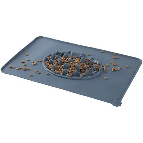 Silicone Slow Feeder Bowls Mats for Pet - Dog Bowl Mats to Slow Down Eating Cat Food Puzzle Feeder Insert (Gray)