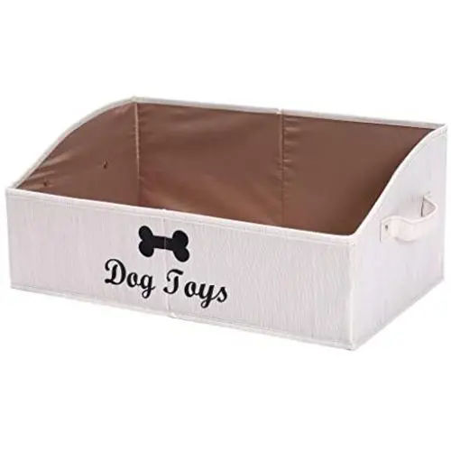 Geyecete Large Dog Toys Storage Bins - Foldable Fabric Trapezoid Organizer Boxes with Handle, Collapsible Basket for Dog Toys Geyecete Large Dog Toys Storage Bins - Foldable Fabric Trapezoid Organizer Boxes with Handle, Collapsible Basket for Dog Toys