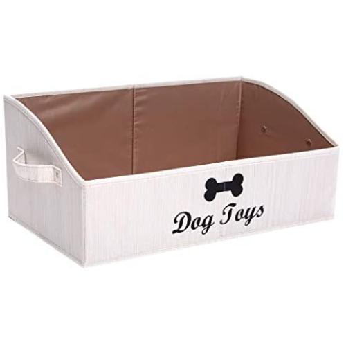 Brabtod Linen-Cotton Blend Dog Toy Basket and Dog Toy Box, Dog Toy Basket Storage - Perfect for organizing pet Toys, Blankets, leashes, Rope Toys, Clothing