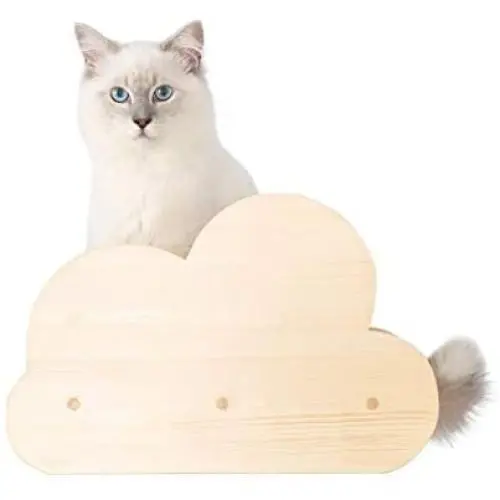 MYZOO Moku,Cloud Shape, Wall Mounted Cat Shelves, Floating Perch, Cat Tree,Solid Wood with Transparent Board MYZOO Moku,Cloud Shape, Wall Mounted Cat Shelves, Floating Perch, Cat Tree,Solid Wood with Transparent Board
