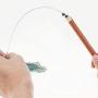ocijf179 Cat Teaser Pet Cat Kitten Teaser Beads Bell Feather Playing Steel Wire Stick Wand Chew Toy - Green
