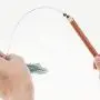 ocijf179 Cat Teaser Pet Cat Kitten Teaser Beads Bell Feather Playing Steel Wire Stick Wand Chew Toy - Green