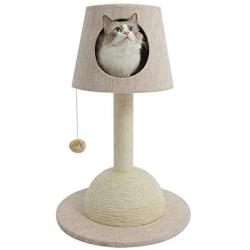 ZEZE Beacon CAT House&Scratching Post(Scratcher/Cat Perch/Cat Tower/Cat Tree/Play House) Gifts for Your Loving Pets/Halloween/Thanksgiving/Christmas