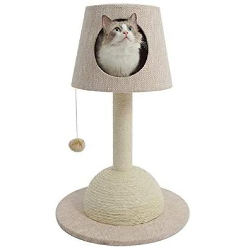 ZEZE Beacon CAT House&Scratching Post(Scratcher/Cat Perch/Cat Tower/Cat Tree/Play House) Gifts for Your Loving Pets/Halloween/Thanksgiving/Christmas