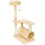 NA Premium Cat Tower Large Size Cat Tree for Activity with Tunnel 3 Tier Platform with Scratching Post and Toy Ball,Tan