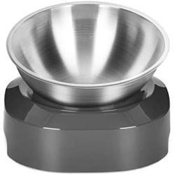 EZMioo Elevated Cat Bowls with 1 Stainless Steel Bowls, 15° Tilted Raised Cat Food and Water Bowls, Stress Free Food Grade Material, Nonslip No Spill Pet Feeding Bowls for Cat and Small Dogs