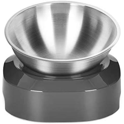 EZMioo Elevated Cat Bowls with 1 Stainless Steel Bowls, 15° Tilted Raised Cat Food and Water Bowls, Stress Free Food Grade Material, Nonslip No Spill Pet Feeding Bowls for Cat and Small Dogs