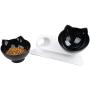 THMY Cat Bowl with Raised Stand, 15°Tilted Platform Cat Feeders Anti-Slip Transparent Cat Food and Water Bowl Detachable Pet Bowl for Cats and Small Dogs, Black