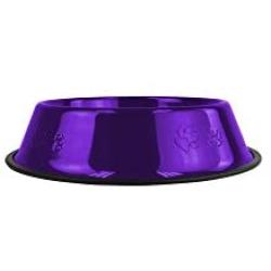Platinum Pets Embossed Non-Tip Stainless Steel Cat/Dog Bowl