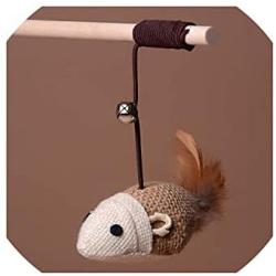 Pet Mouse Cat Toy Feather Cute Design Bird Feather Plush Pet Toy Cat Teaser Stick Pet Toy for Cats Stick Ball Products for Kids