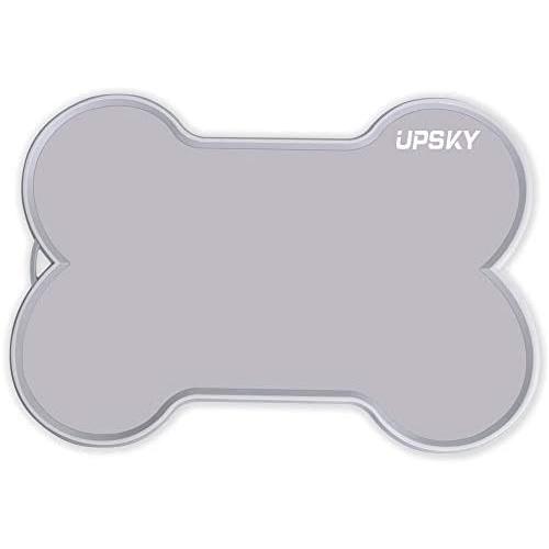 UPSKY Dog Cat Food Mat Large 22'' x 16'' Non-Slip Pet Dog Feeding Mat Waterproof Silicone Dog Food Tray, Bone-Shaped Easy to Clean Dog Cat Placemat
