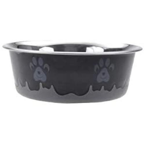 Maslow Design Series Non-Skid Paw Design Bowl, Black/Grey, 13 oz/1.625 Cup