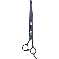ShearsDirect Japanese 440C Black Titanium Cutting Shear Off Set Handle Design with Gem Stone Adjustable Tension, 8.0-Inch